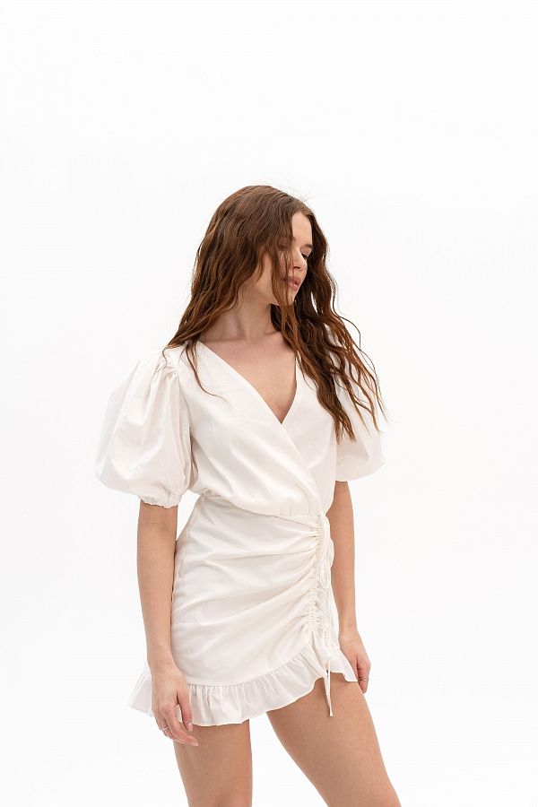 Sukienka z falbanami na wiązaniach mleczna wionz02/06 № 3