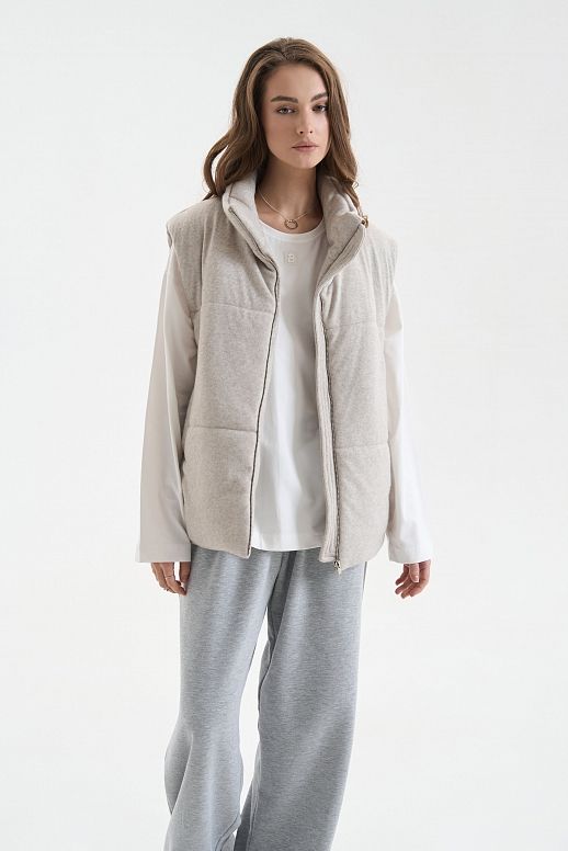 Dzianinowa kamizelka jasnobeżowa