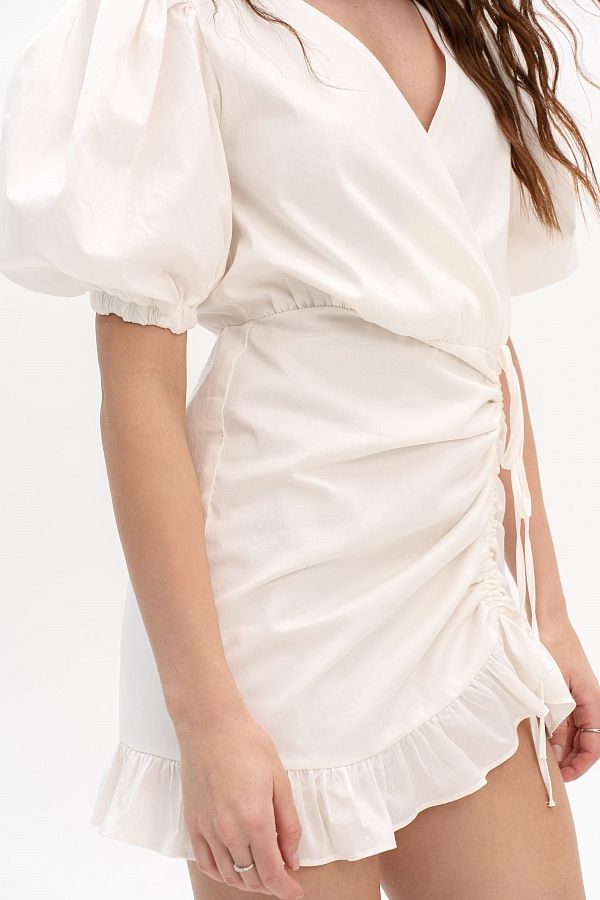 Sukienka z falbanami na wiązaniach mleczna wionz02/06 № 6