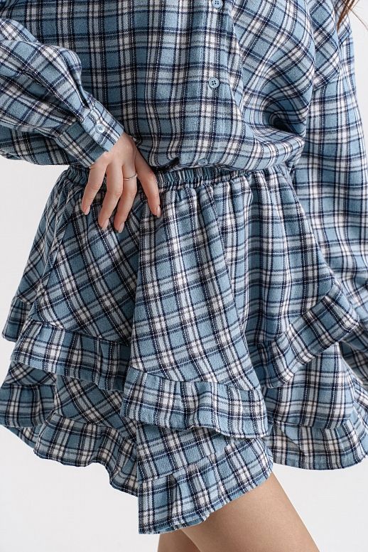 Spódnica mini z falbankami błękitna - №2