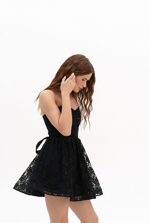 Gorsetowa sukienka z koronką czarna koron30/05 № 2
