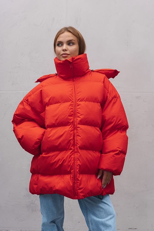 Kurtka puchowa oversize czerwona