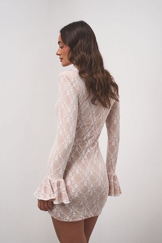 Sukienka mini z koronką mleczna - №2