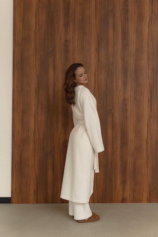 Kardigan maxi z paskiem z alpaką