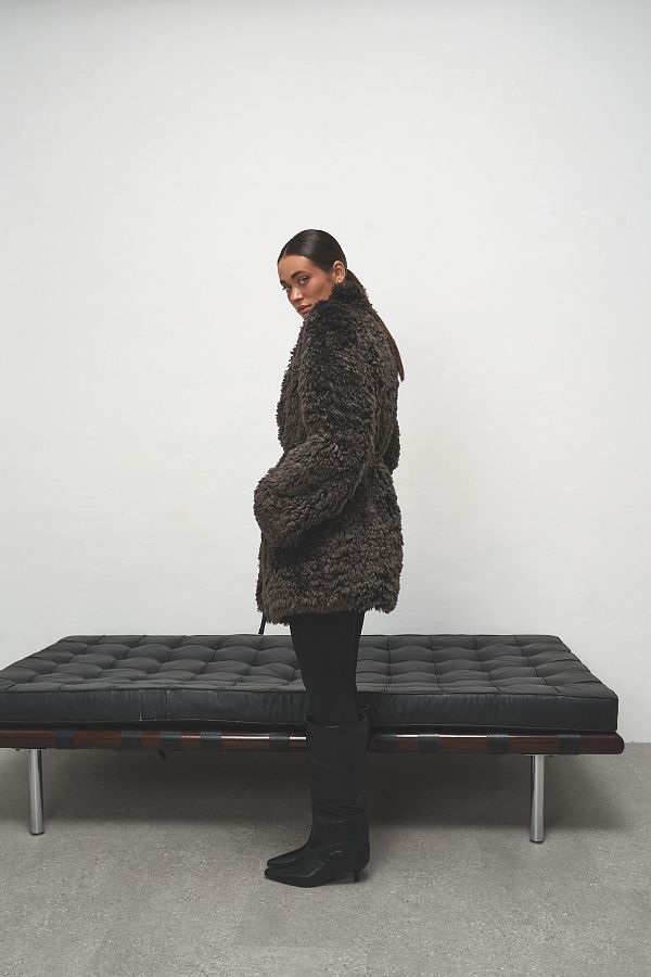 Futro wydłużone brązowe futr12/12 № 3