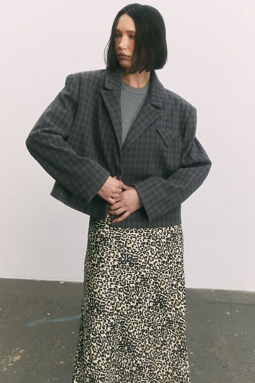 Marynarka na guzikach w ciemnoszarą kratę  - №2