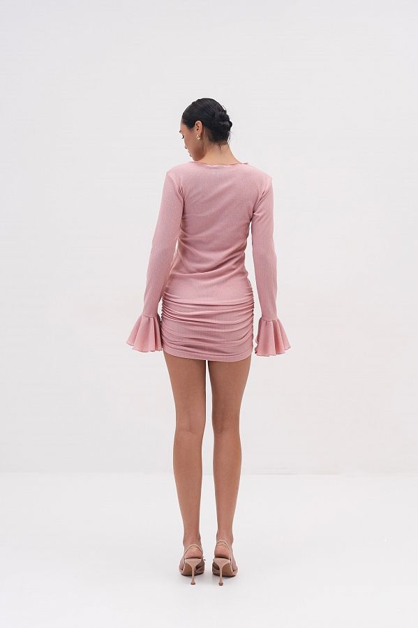 Mini sukienka dopasowana do sylwetki różowa dopas01/09 № 4