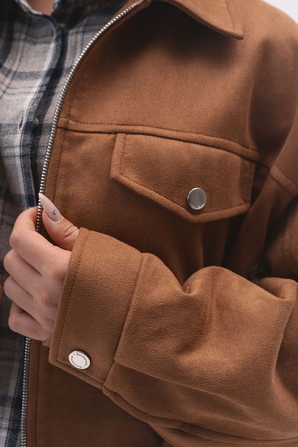 Zamszowa kurtka z zamkiem i paskiem ruda kurtkazamsz01/09 № 4