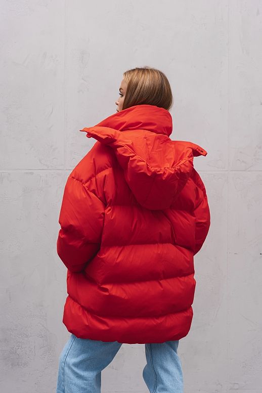 Kurtka puchowa oversize czerwona