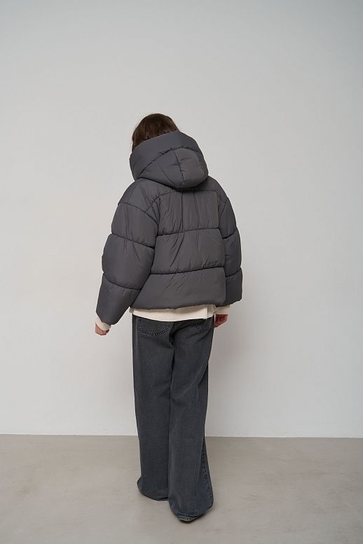 Kurtka przycięta z zamkiem grafitowa - №2